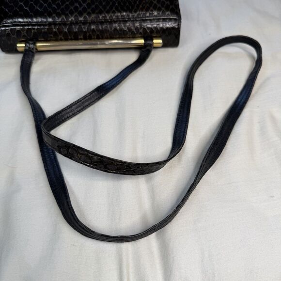 Vintage Stuart Weitzman Snake Embossed Leather Evening Shoulder Bag Purse - Picture 10 of 14